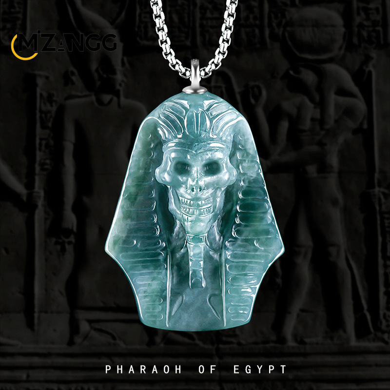 Street Fashion Necklace - Pendentif pharaon égyptien en jadéite d'eau