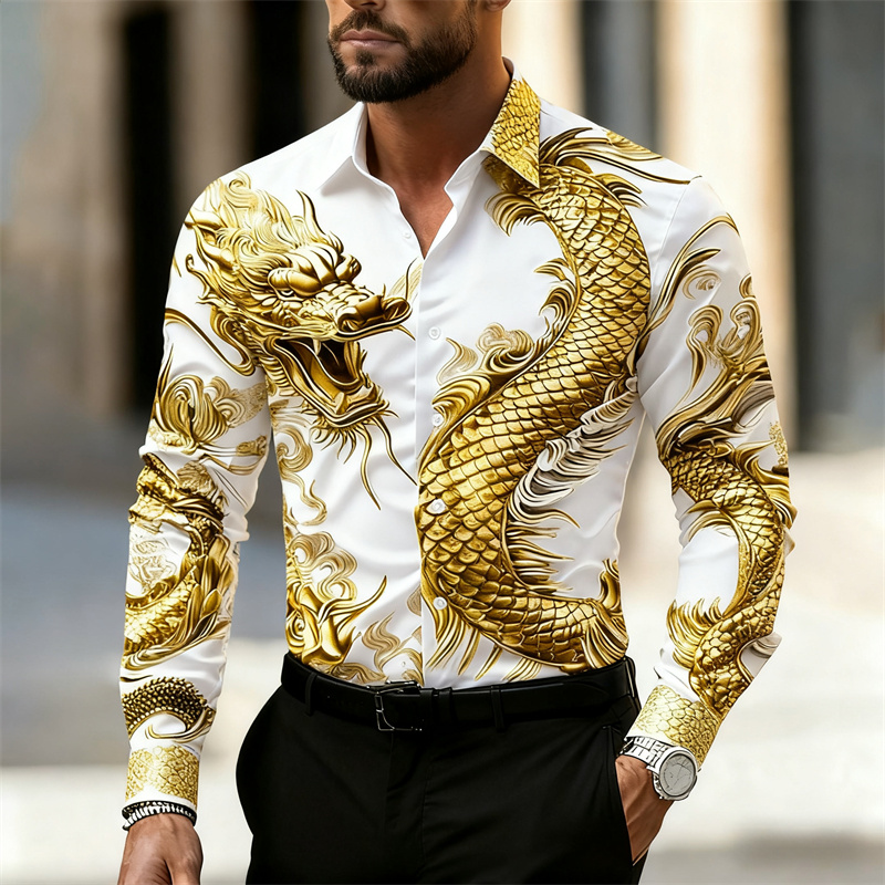 Street Fashion In Chinese - Chemise pour homme à manches longues,