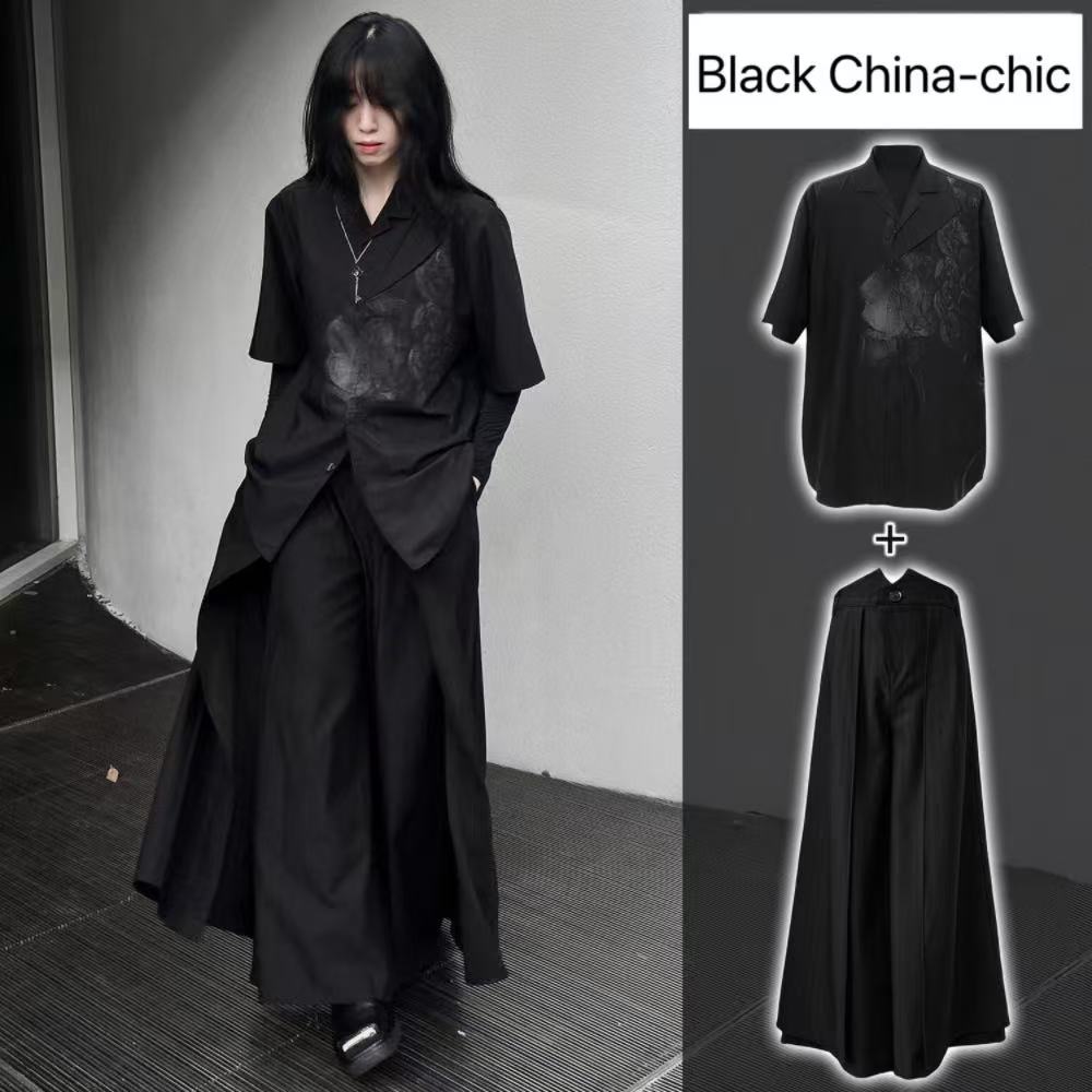 Street Fashion In Chinese - Cool noir nouveau Style chinois Costume