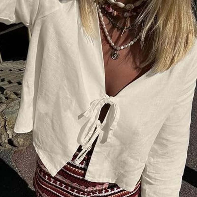 Street Fashion Necklace - Chemise d'été à lacets pour femmes,