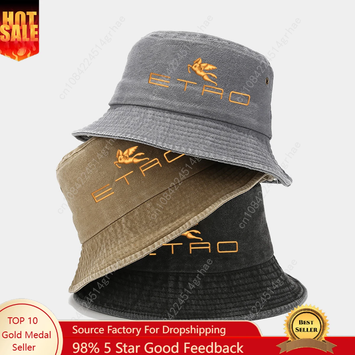 Bucket Hat Embroidered - Chapeau de pêcheur rétro brodé effet