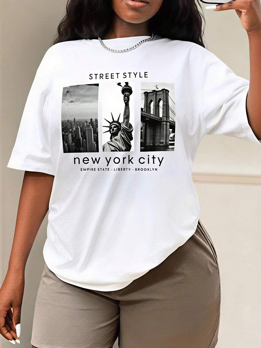 Street Style New York Fashion - Street Style, T-shirt pour femme, monuments