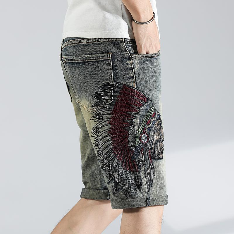 Distressed Jean Rip - Short en jean graphique déchiré pour