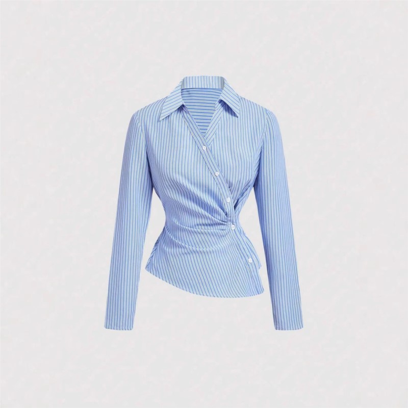Street Fashion China Girl - Chemise rayée tendance pour femme, décontractée,