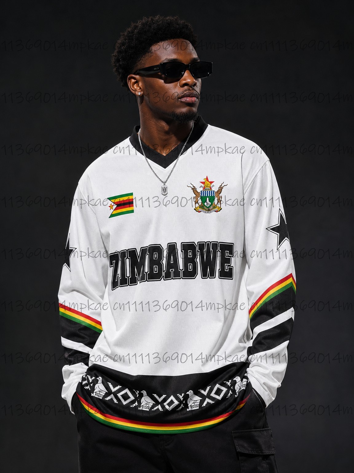 Street Fashion China - T-shirt à manches longues col en
