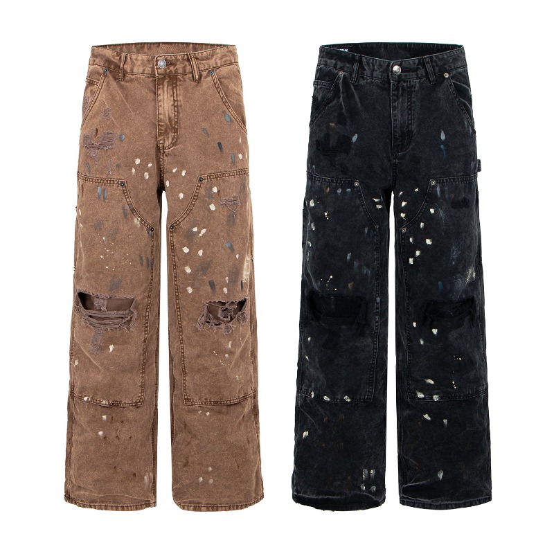 Street Fashion Of Japan - Pantalon en jean déchiré à jambe