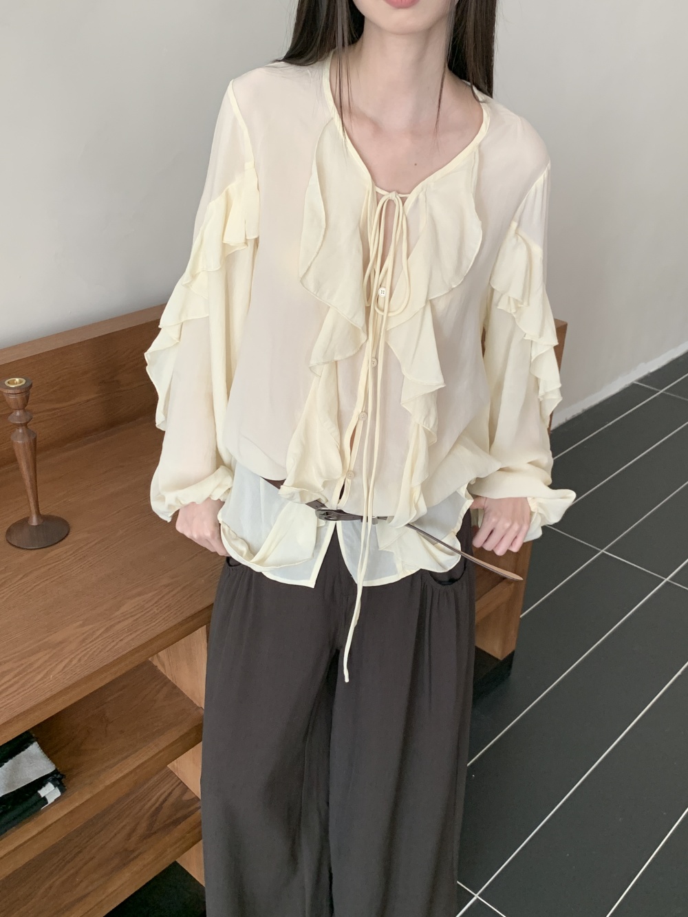 CHEERART volants col en V crav - Street Fashion Fall 2025 avis et prix