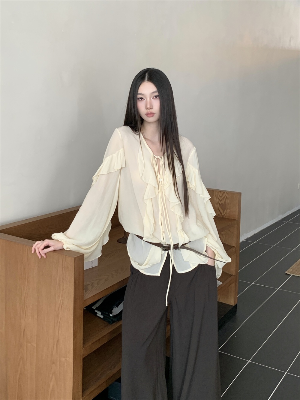 CHEERART volants col en V crav - Street Fashion Fall 2025 avis et prix