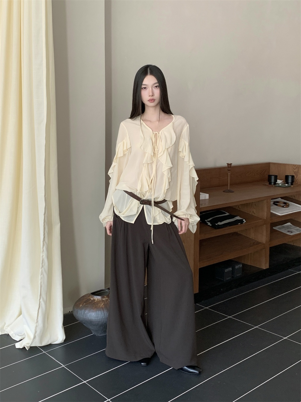 CHEERART volants col en V crav - Street Fashion Fall 2025 avis et prix