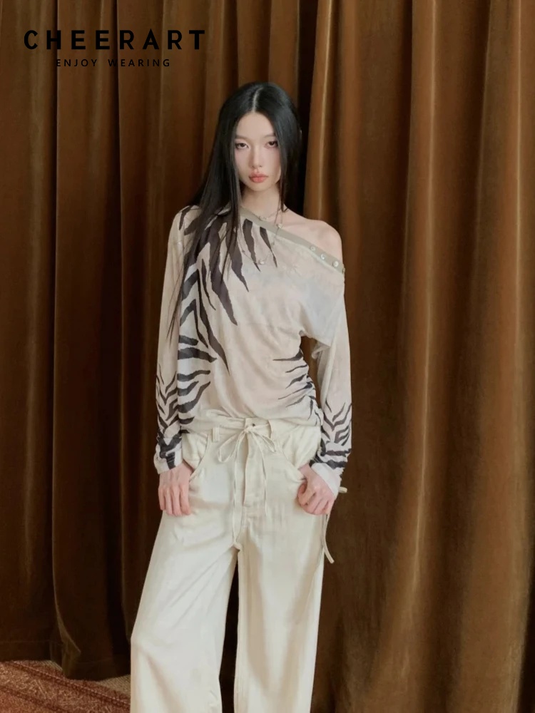 CHEERART zèbre épaules dénudée - Street Fashion Fall 2025 avis et prix
