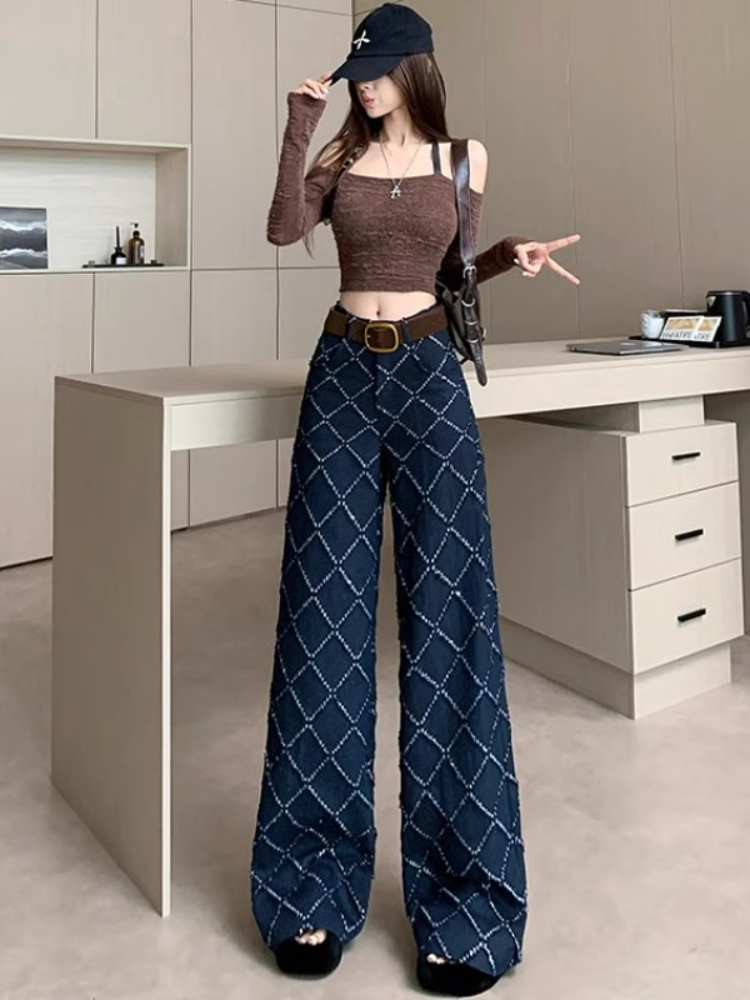 Jean Jacquard de rue Vintage p - Street Fashion Fall 2025 avis et prix
