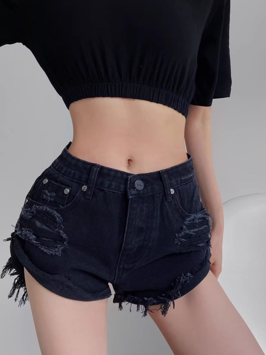Shorts en jean déchirés taille - Distressed Jean Rip avis et prix