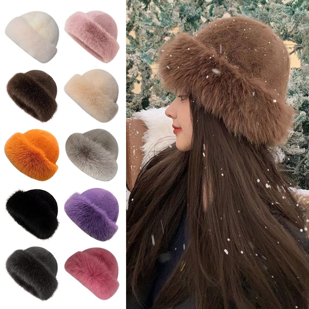 Chapeau d'hiver en fourrure mo - Bucket Hat Embroidered avis et prix