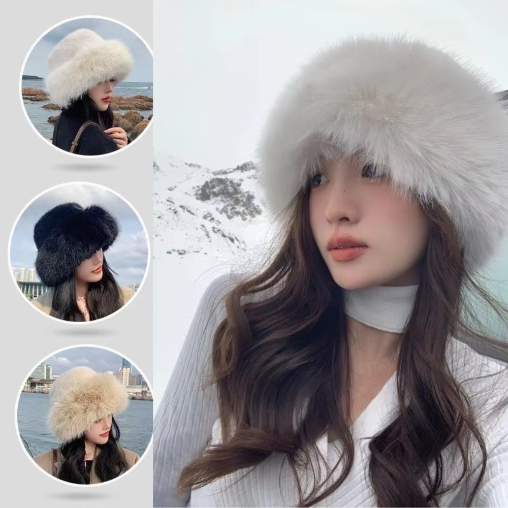 Chapeau d'hiver en fourrure mo - Bucket Hat Embroidered avis et prix