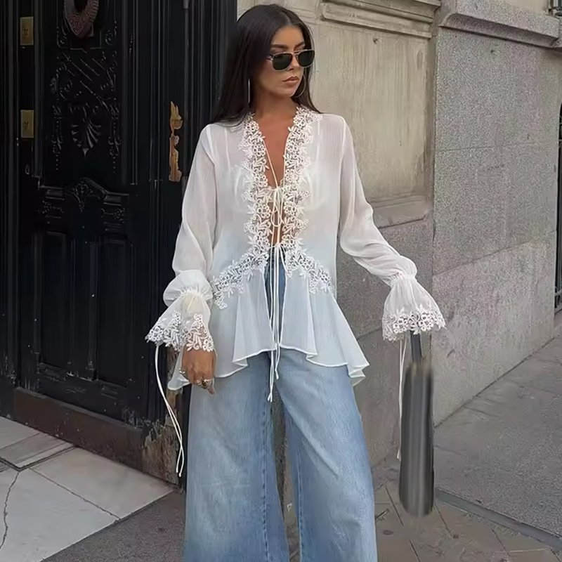 Chemisiers en dentelle pour fe - Street Fashion Necklace avis et prix
