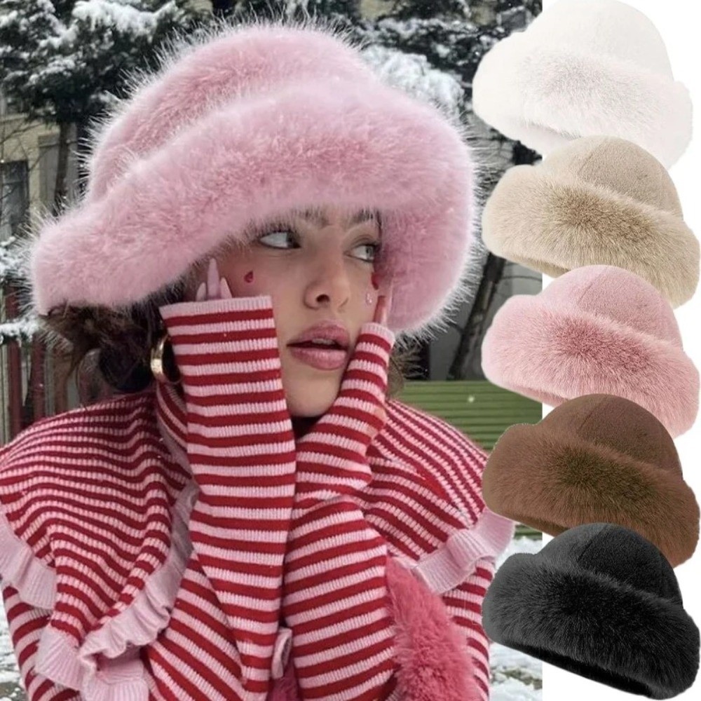 Chapeau d'hiver en fourrure mo - Bucket Hat Embroidered avis et prix