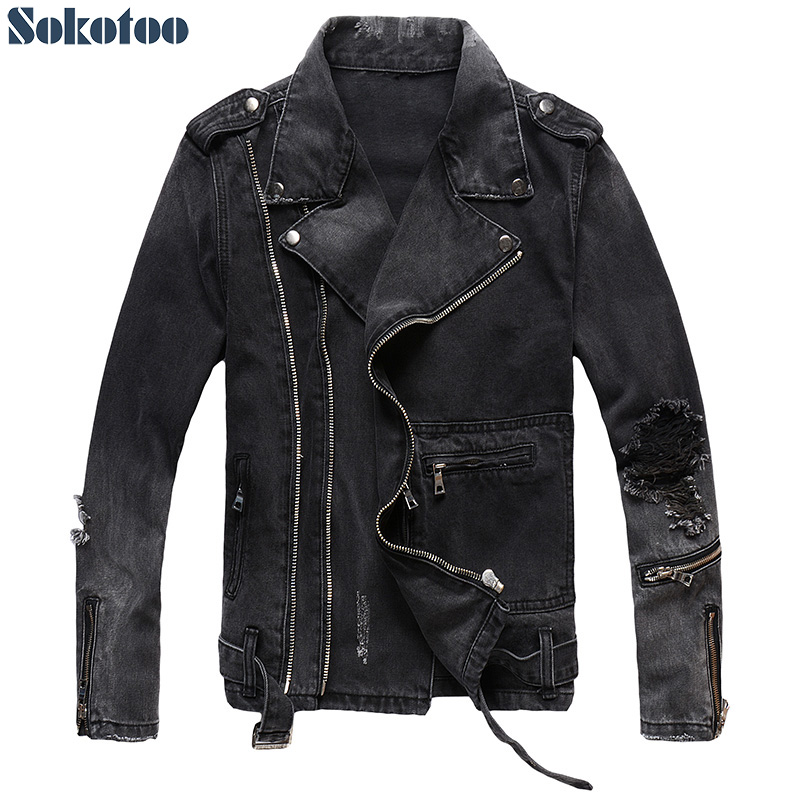 Sokotoo-Veste de motard en den - Distressed Jean Rip avis et prix
